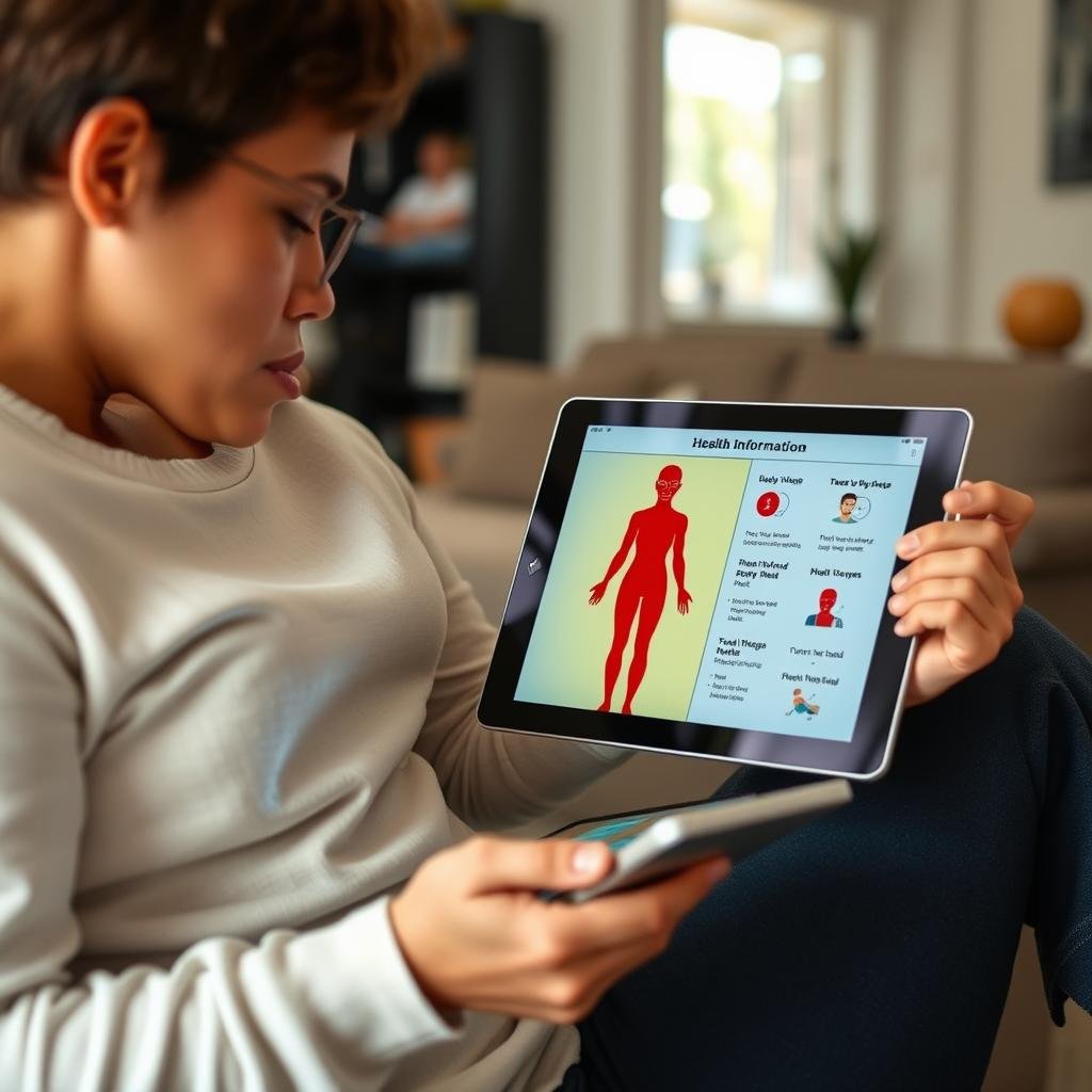 Person reviewing health insights related to their body shape Person reviewing health insights related to their body shape
