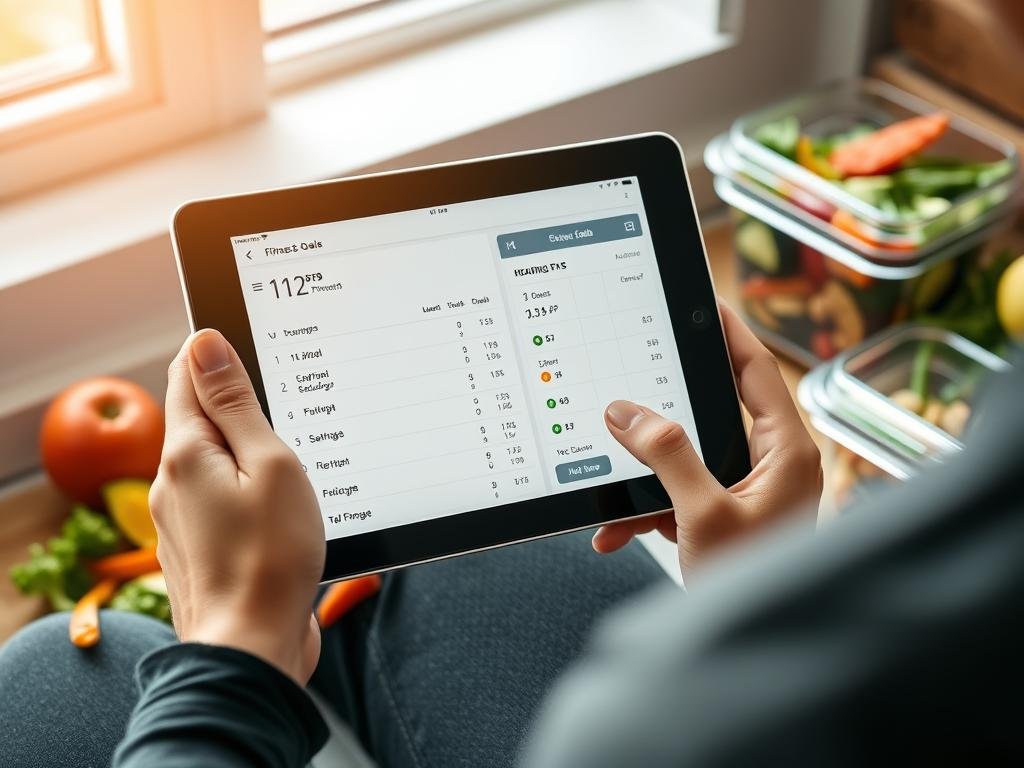 Person tracking calories and fitness goals Person tracking calories and fitness goals
